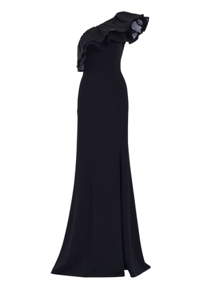 Tadashi Shoji ruffle-detail asymmetric gown - Black