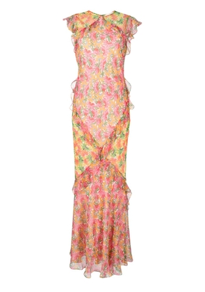 Saloni Tamara floral-print maxi dress - Pink