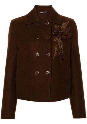 Ermanno Scervino floral-appliqué double-breasted jacket - Brown