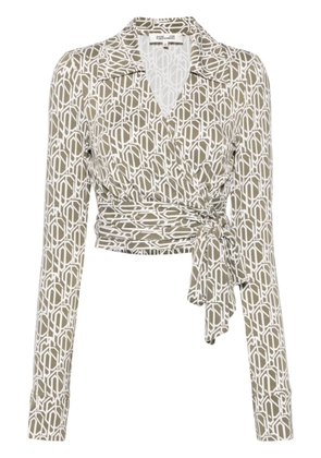 DVF Diane von Furstenberg Bobbie graphic-print wrap blouse - Neutrals