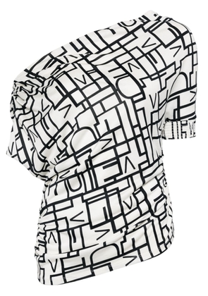 DVF Diane von Furstenberg Percy all-over logo-print one-shoulder top - White