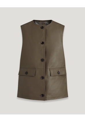 Belstaff Apicem Vest Women's Nappa Leather Fatigue Size UK 4