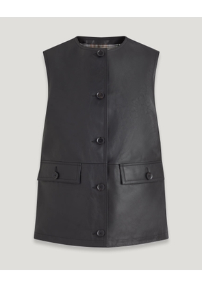 Belstaff Apicem Vest Women's Nappa Leather Black Size UK 14