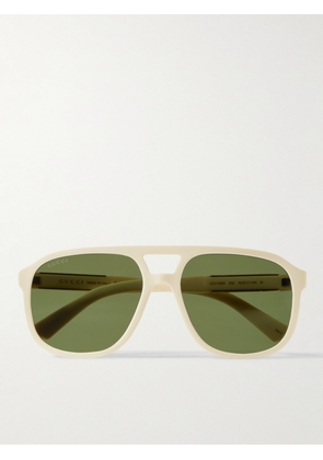 Gucci - Aviator-Style Acetate and Gold-Tone Sunglasses - Men - White