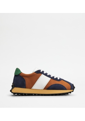 Tod's - Sneakers in Leather and Technical Fabric, GREEN,WHITE,ORANGE, 35 - Shoes