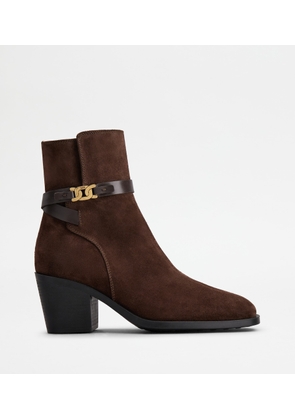 Tod's - Ankle Boots in Suede, BROWN, 35 - Shoes