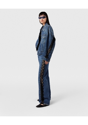 Stella McCartney - Lace-Insert Denim Jacket, Woman, Vintage wash blue denim, Size: M