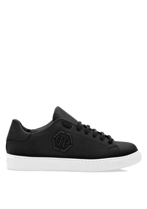 Philipp Plein Black Rubber Leather Low-Top Sneakers