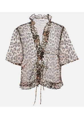 Ganni Leopard-print chiffon blouse