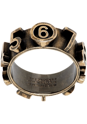 MM6 Maison Margiela Gold Numeric Signature Embossed Ring