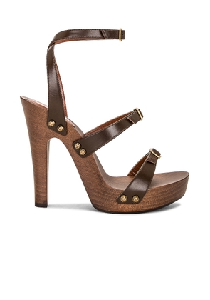 Saint Laurent Jota Clog Sandal in Toffee - Brown. Size 38 (also in 36, 38.5, 39, 39.5, 40, 41).