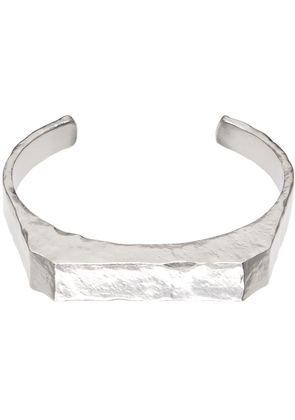 MM6 Maison Margiela Silver Metal Chiseled Cuff Bracelet