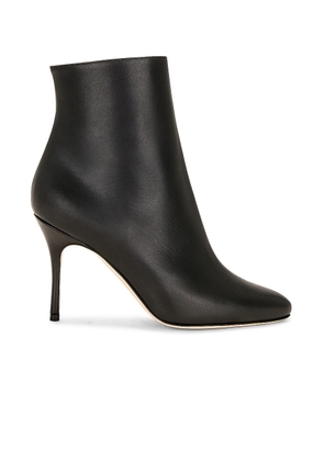 Manolo Blahnik Insopo 90 Leather Boot in Black - Black. Size 37 (also in 38, 38.5, 40, 41).