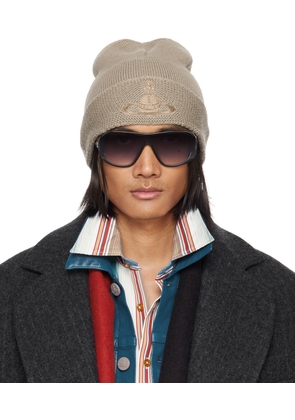 Vivienne Westwood Taupe Knitted Classic Beanie