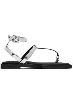 AMI Paris Silver Patent Flat Sandals