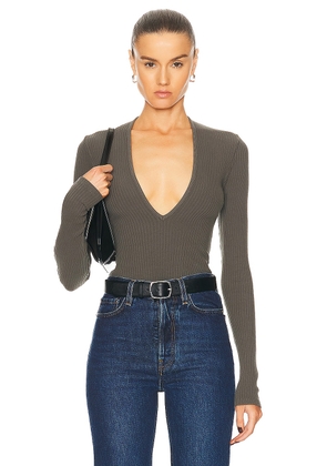 AGOLDE Zena Bodysuit in Tyre - Taupe. Size L (also in M, S, XL, XS).