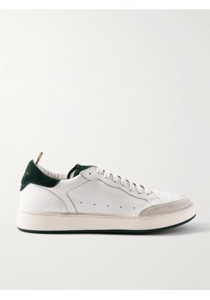 Officine Creative - The Answer 001 Distressed Suede-Trimmed Leather Sneakers - Men - White - EU 40