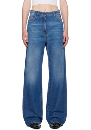 MSGM Blue Wide-Leg Pre-Washed Effect Jeans