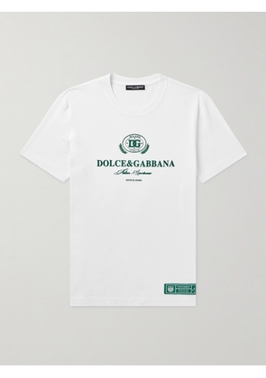 Dolce&Gabbana - Logo-Flocked Cotton-Jersey T-Shirt - Men - White - IT 44