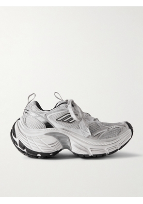 Balenciaga - 10XL Distressed Metallic Mesh and Leather Sneakers - Men - Silver - EU 40