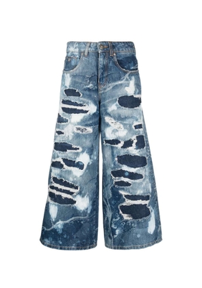 John Richmond Wide Leg Jeans With Used Effect Decoration
