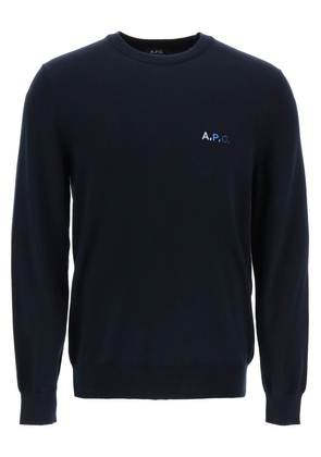 A. P.C. Blue Crew-neck Sweater With Mini Logo
