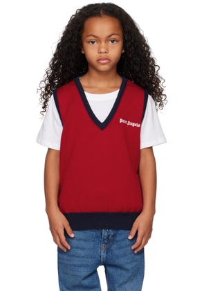Palm Angels Kids Red Curved Logo Vest