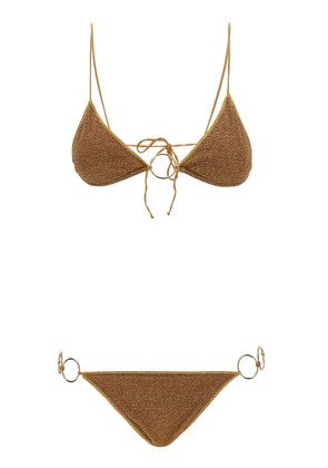 Oseree lumière Gold Microkini With Rings In Lurex Woman