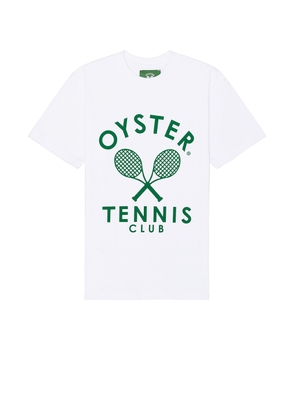 Oyster Tennis Club Members T-Shirt in White - White. Size L (also in M, S, XL/1X).