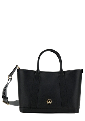MICHAEL Michael Kors luisa Black Tote Bag With Mk Logo Detail In Grain Leather Woman
