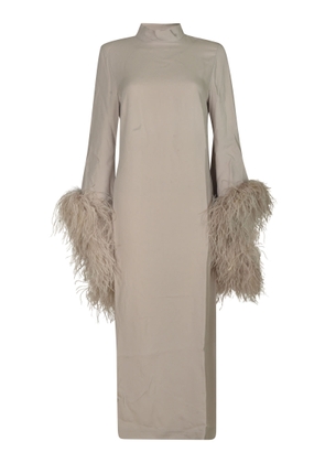 Taller Marmo Feathered Cuff Long Dress