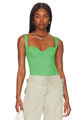 ALL THE WAYS Katre Bodysuit in Green. Size M.