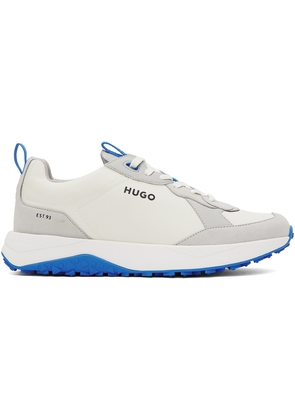Hugo Off-White & Gray Mixed Material Sneakers