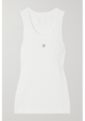 Givenchy - Embellished Ribbed Stretch-cotton Tank - White - x small,small,medium,large,x large