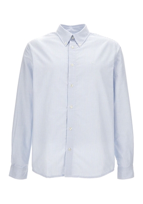A. P.C. White Shirt With Blue Striped Pattern In Cotton Man