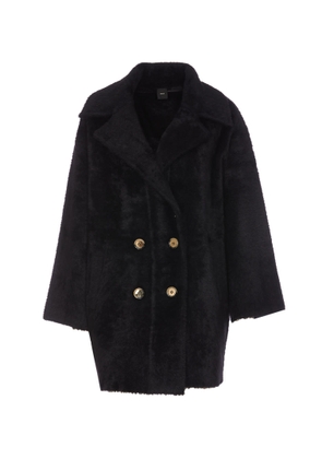 Pinko Double-breasted Coat With Wide Revers In Eco Fur