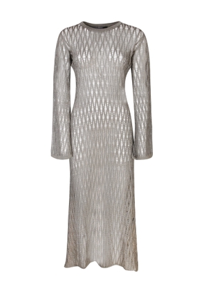 Federica Tosi Silver Long Perforated Knit Dress