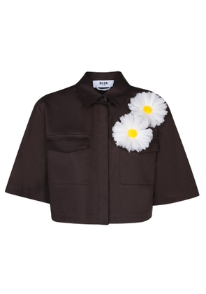 MSGM Floral Detailed Cropped Shirt