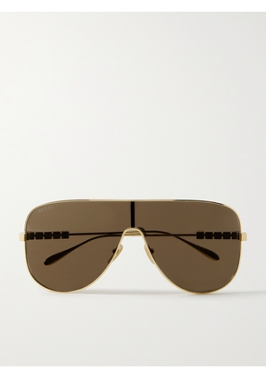 Gucci Eyewear - Mask Oversized D-frame Gold-tone Sunglasses - One size