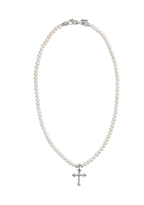 Emanuele Bicocchi Medium Pearl Necklace Cross