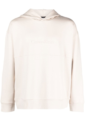 Calvin Klein logo-embroidered panelled hoodie - Neutrals