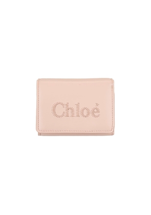Chloé Sense Mini Tri-fold Wallet In Cement Pink Soft Leather