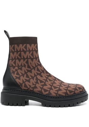 Michael Michael Kors Comet logo-knit ankle boots - Brown