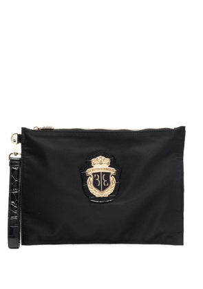 Billionaire logo-patch clutch bag - Black