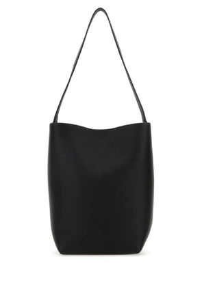 The Row Black Leather Medium Ns Tote Hook Shopping Bag