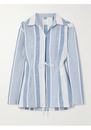 Givenchy - Embroidered Striped Cotton And Linen-blend Shirt - Blue - FR34,FR36,FR38,FR40,FR42,FR44
