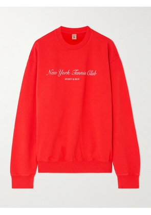 Sporty & Rich - French Open Printed Cotton-jersey Sweatshirt - Red - x small,small,medium,large