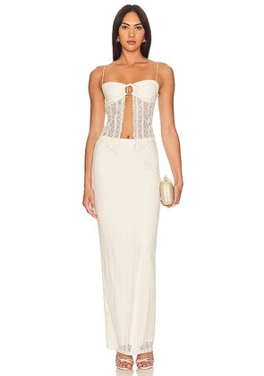 MORE TO COME Lali Maxi Skirt Set in Ivory. Size M, S, XL.