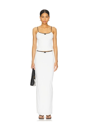 MORE TO COME Koral Maxi Skirt Set in White. Size M, S, XS.