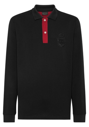 Billionaire crest-embroidered cotton polo shirt - Black